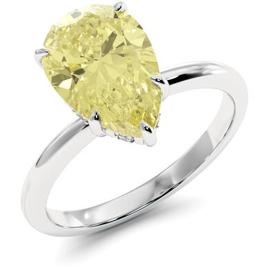 Кольцо с желтым муассанитом груша и россыпью Myria 3,7 карата